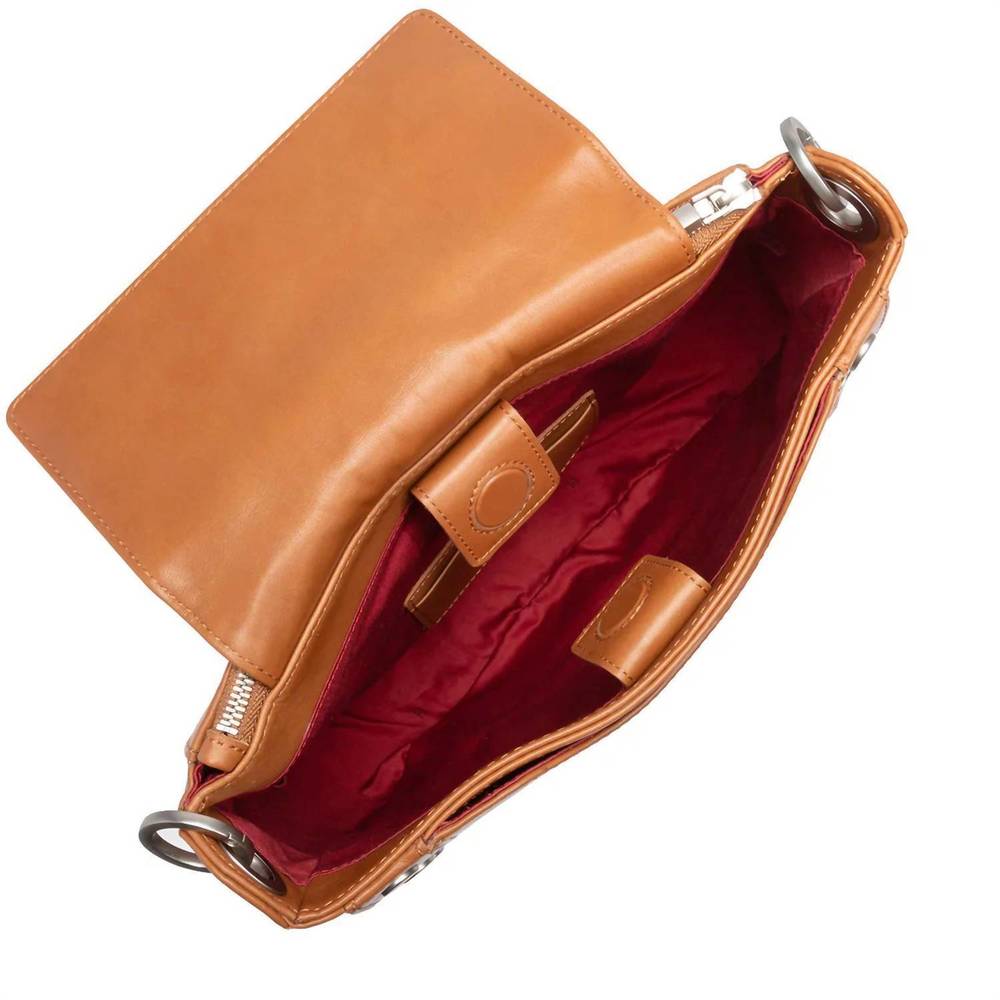 Hammitt Kayce saddle bag crossbody in cognac brown with silver - Picture 3 of 15